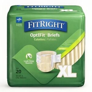 Medline FitRight OptiFit Briefs with Tabs Adult Size XL Incontinence Pants 20 CT